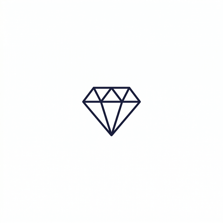 The artwork features a minimal geometric diamond.