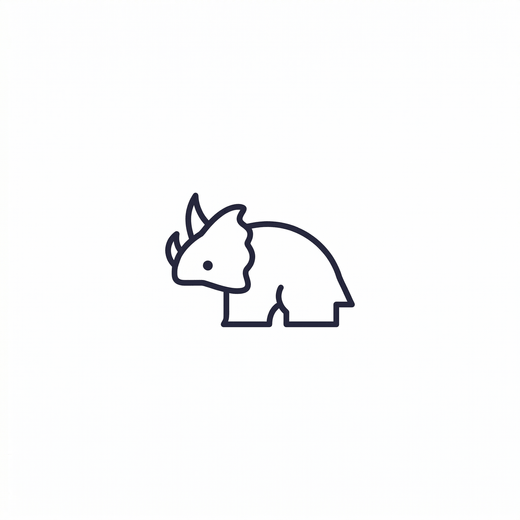 The artwork features minimal triceratops.