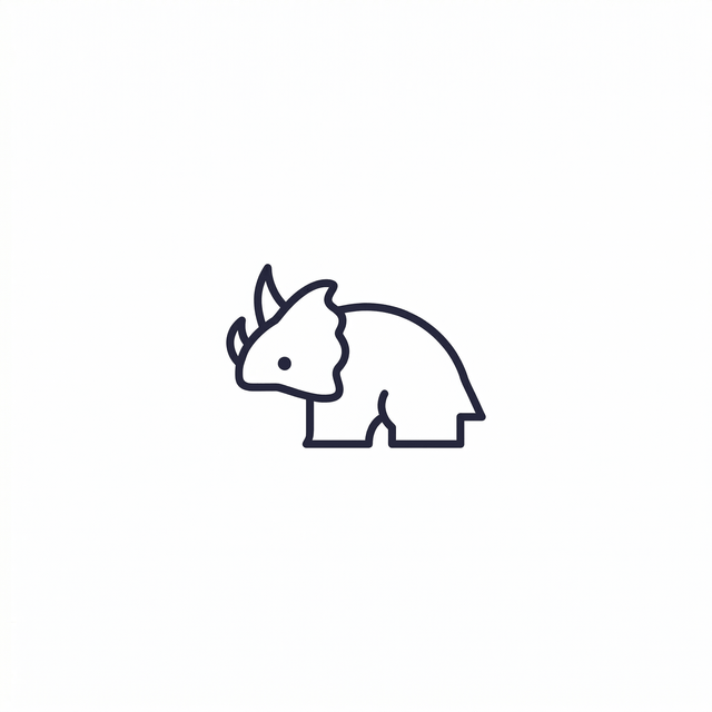 The artwork features minimal triceratops.