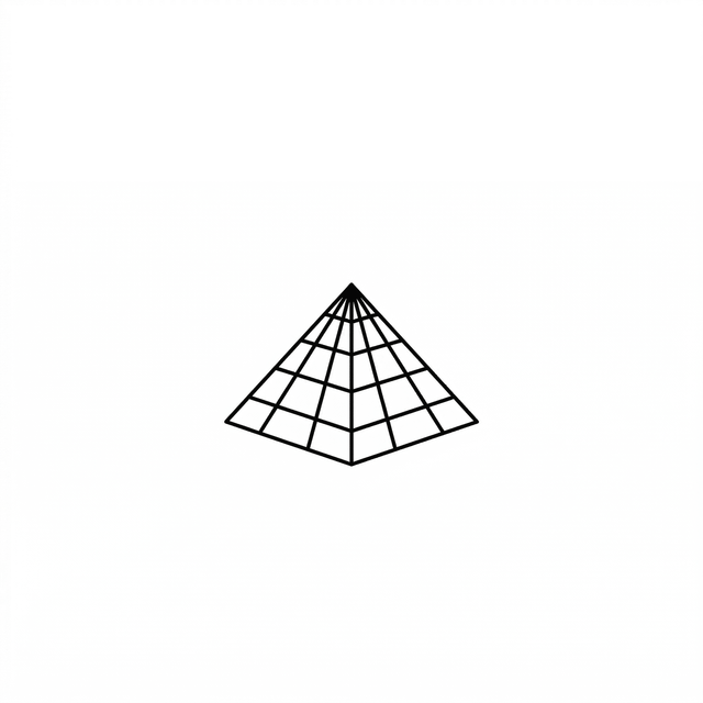 The artwork features a geometric wireframe pyramid.