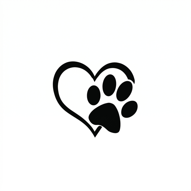 The artwork features a paw print heart.