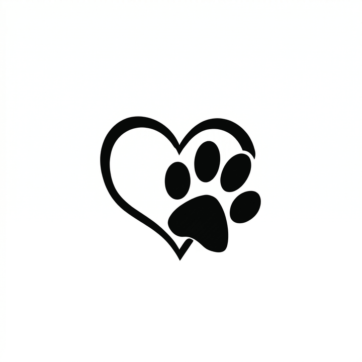 The artwork features a paw print heart.