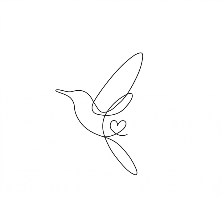Minimal hummingbird temporary tattoo design