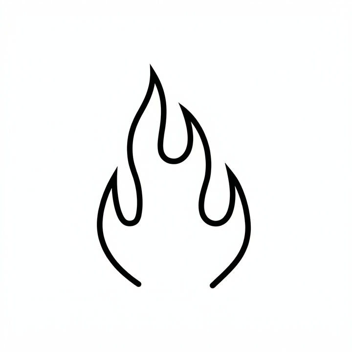 Minimal flame temporary tattoo design