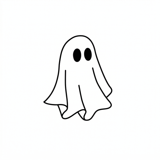 The artwork features a minimal sheet ghost.