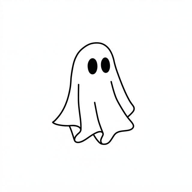 The artwork features a minimal sheet ghost.