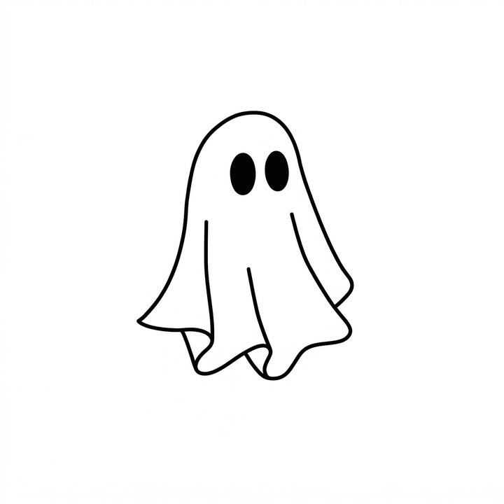 The artwork features a minimal sheet ghost.