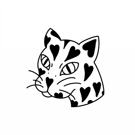 Illustrative cat temporary tattoo design