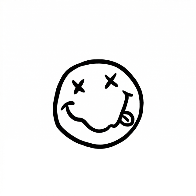 The artwork features a x-eyed tongue-out smiley.