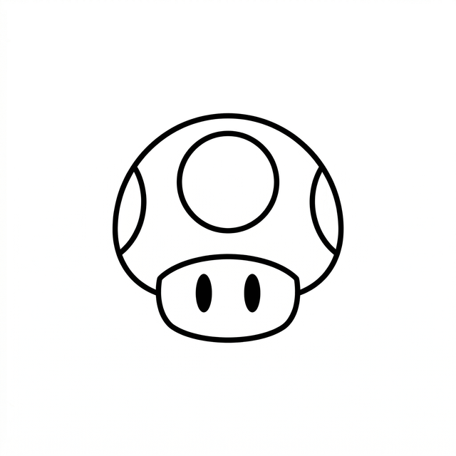 The artwork features a video game mushroom icon.