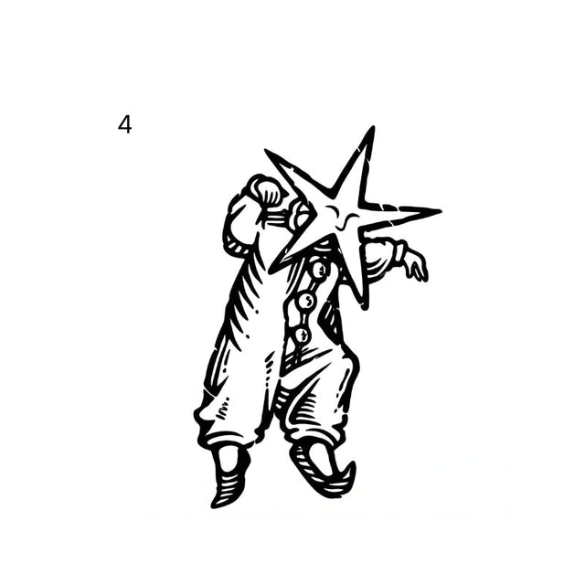 antique engraving temporary tattoo featuring wizard
