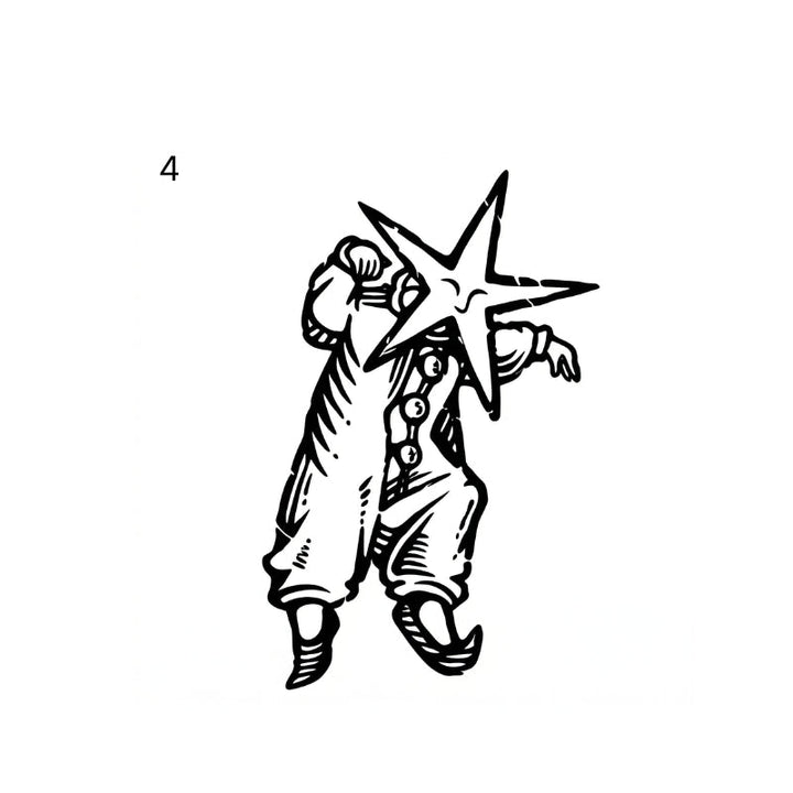 antique engraving temporary tattoo featuring wizard