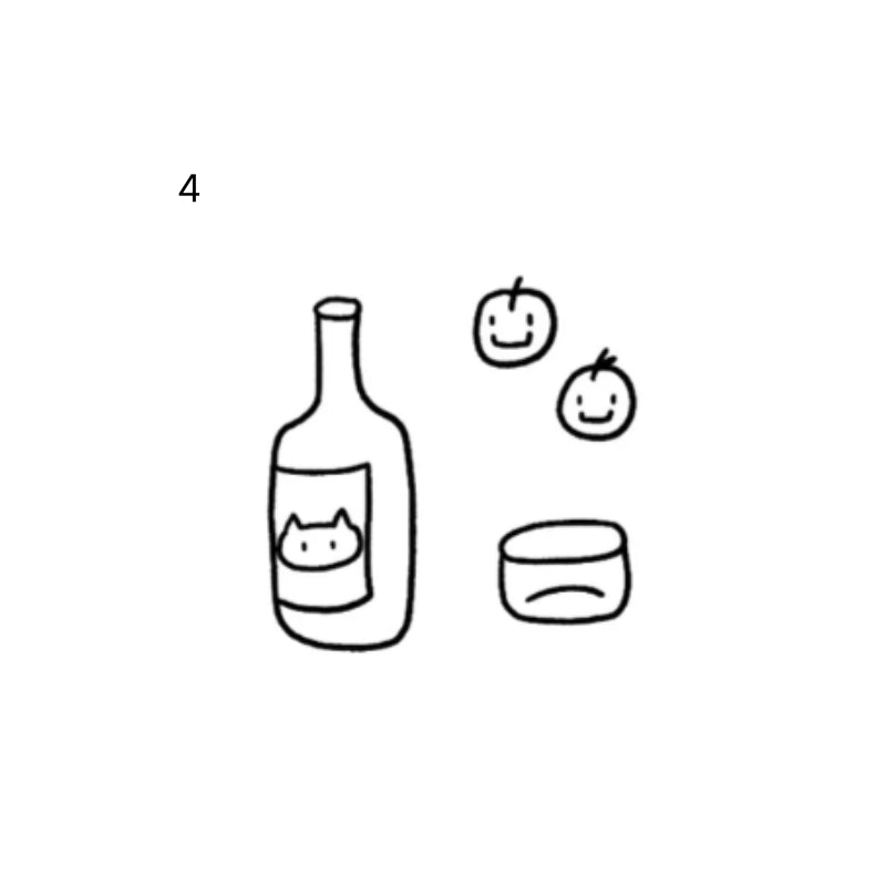 minimal doodle temporary tattoo featuring bottle and cup