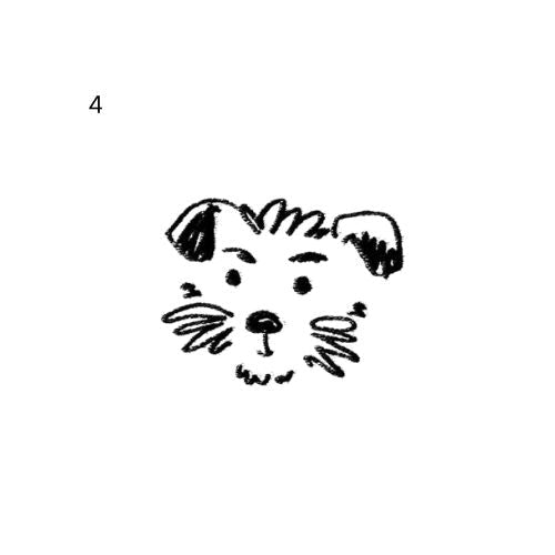 rough ink doodle temporary tattoo featuring dog face