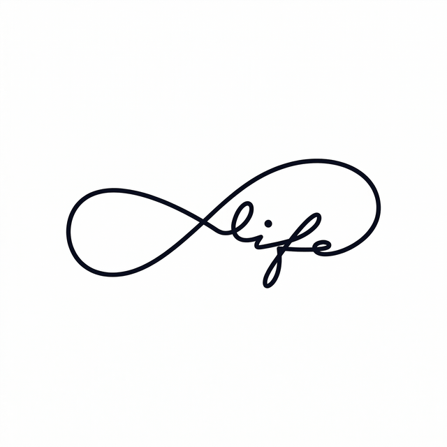 The artwork presents the visible text “life” as a lettering composition.