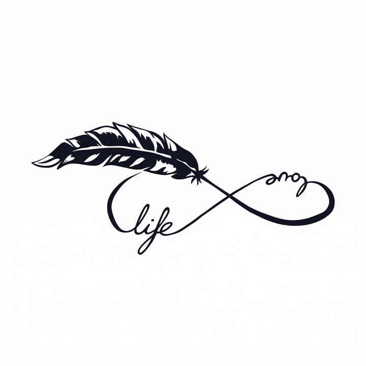 Illustrative feather temporary tattoo design