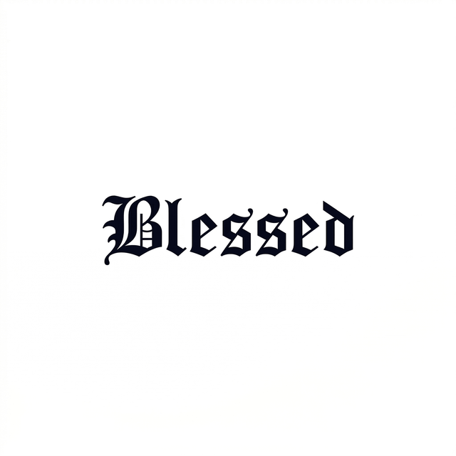 The artwork presents the visible text “Blessed” as a lettering composition.