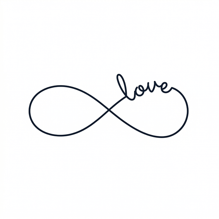 The artwork features an infinity love script.