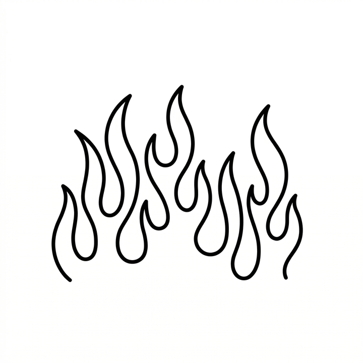 Minimal flame temporary tattoo design