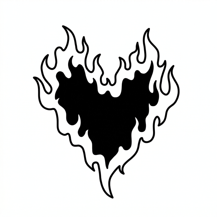 Illustrative heart temporary tattoo design
