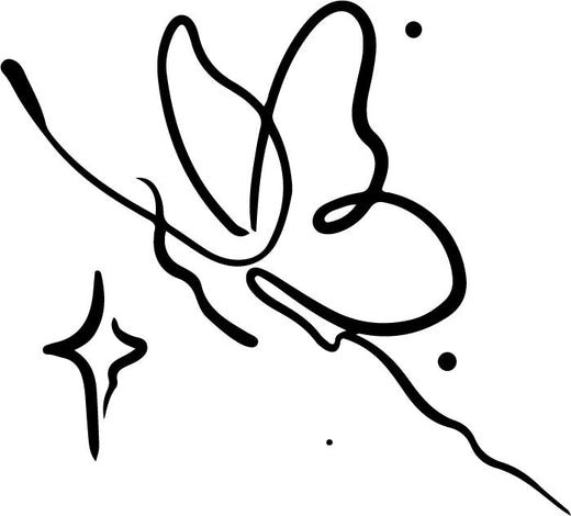 single-line illustration temporary tattoo featuring butterfly