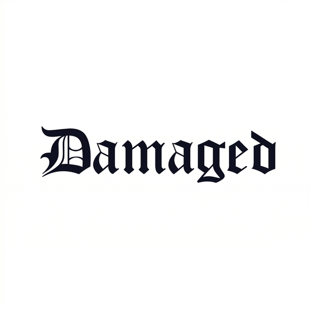 The word “Damaged” is rendered in heavy blackletter with pointed gothic forms.