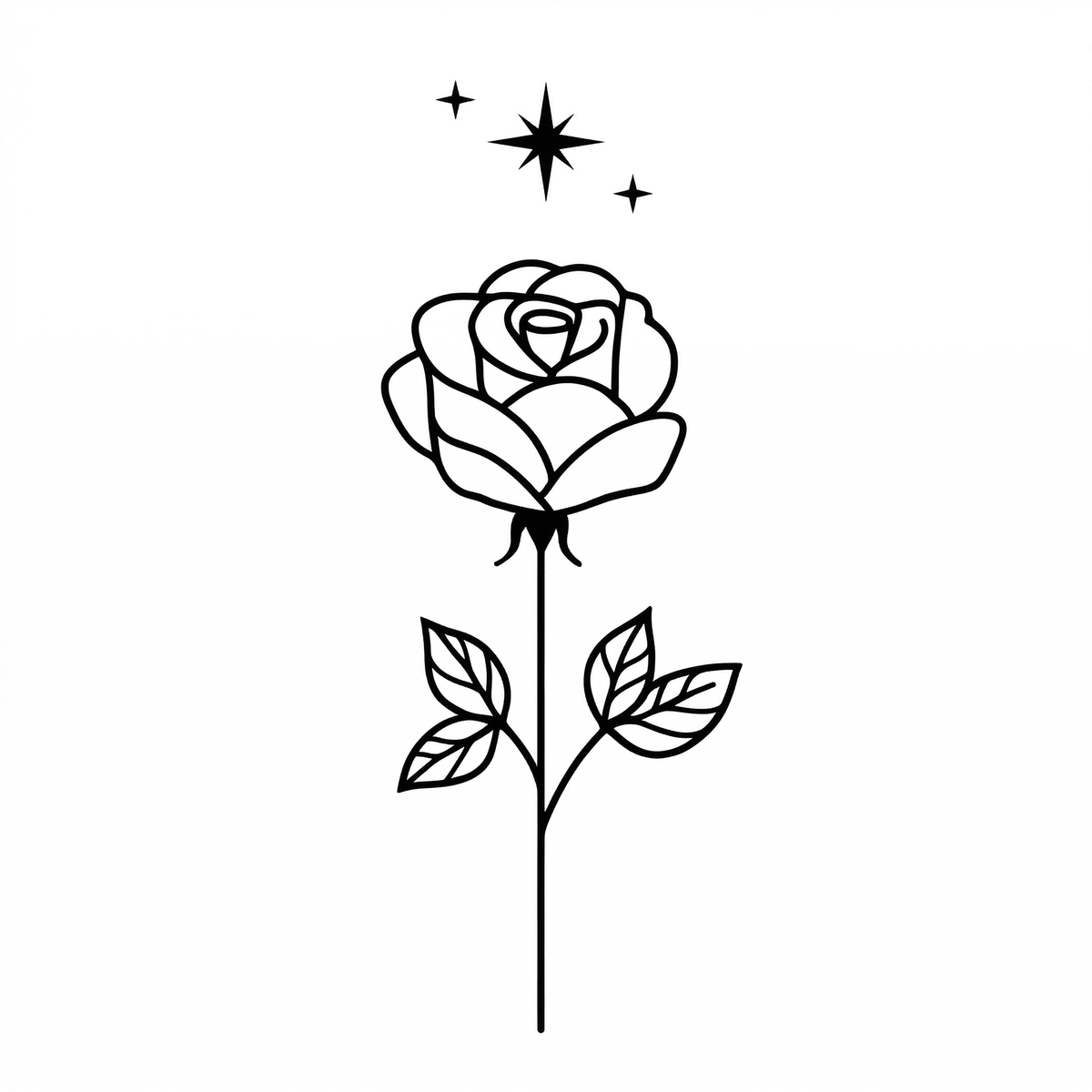 Illustrative rose temporary tattoo design
