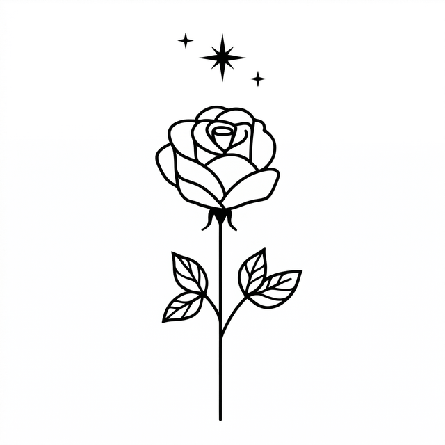 The artwork features rose with three sparkles.