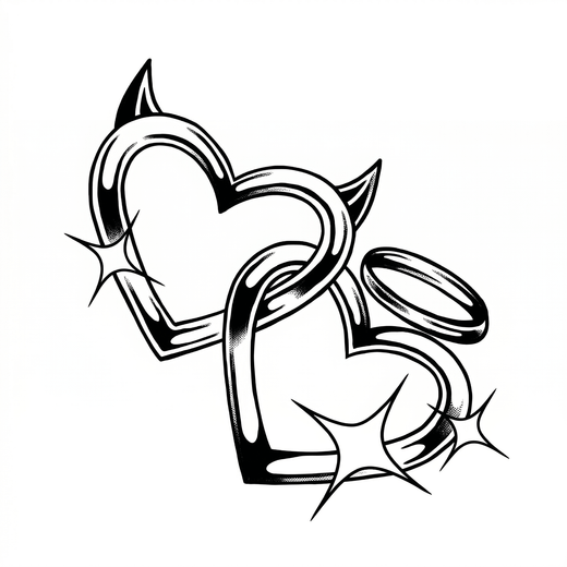 Illustrative heart temporary tattoo design