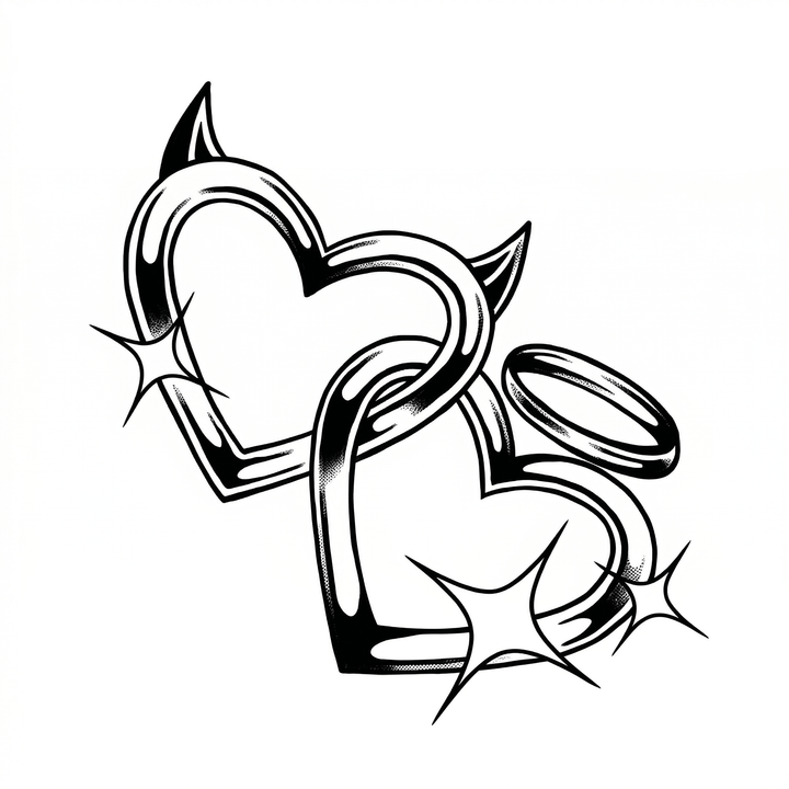 Illustrative heart temporary tattoo design