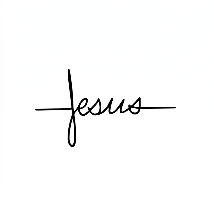 Jesus Cross Script temporary tattoo with cross and the words “Jesus”
