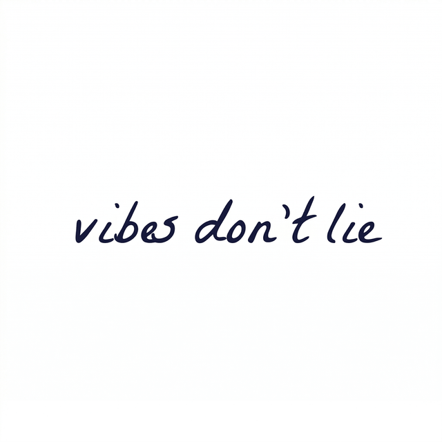 The artwork presents the visible text “vibes don’t lie” as a lettering composition.