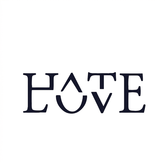 The artwork presents the visible text “HATE” as a lettering composition.