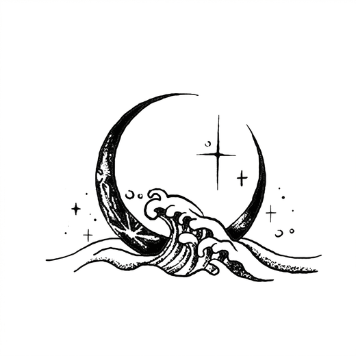 Illustrative moon temporary tattoo design