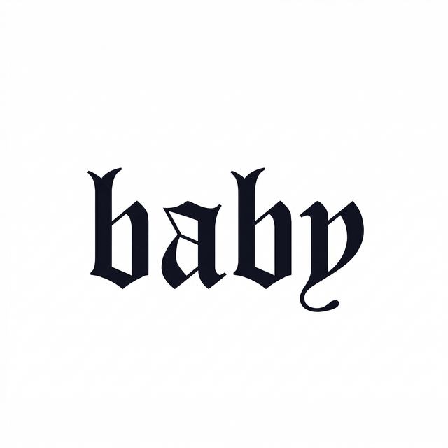 The artwork presents the visible text “baby” as a lettering composition.