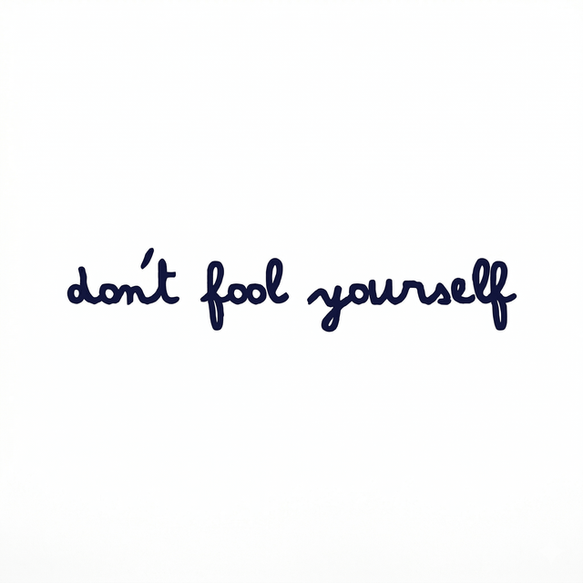 The artwork presents the visible text “don’t fool yourself” as a lettering composition.
