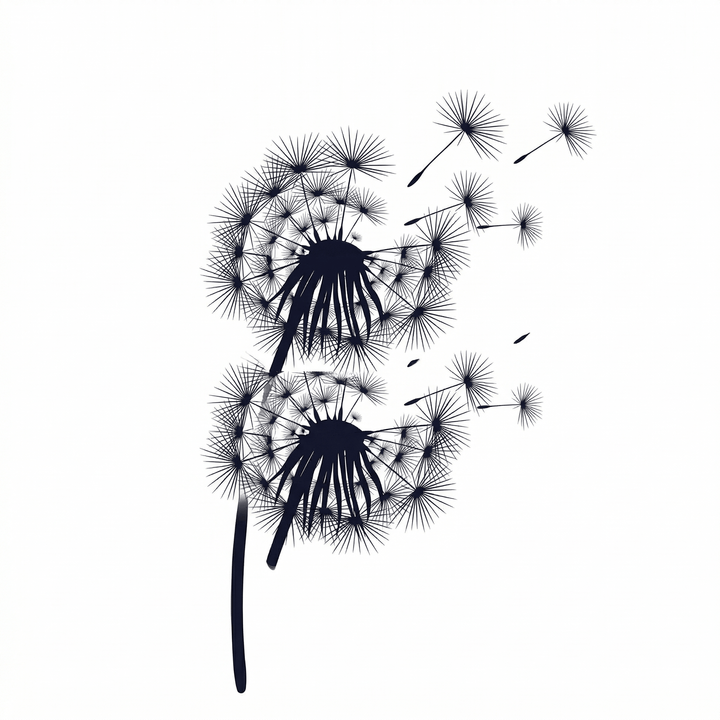 The artwork features pair of blowing dandelions.