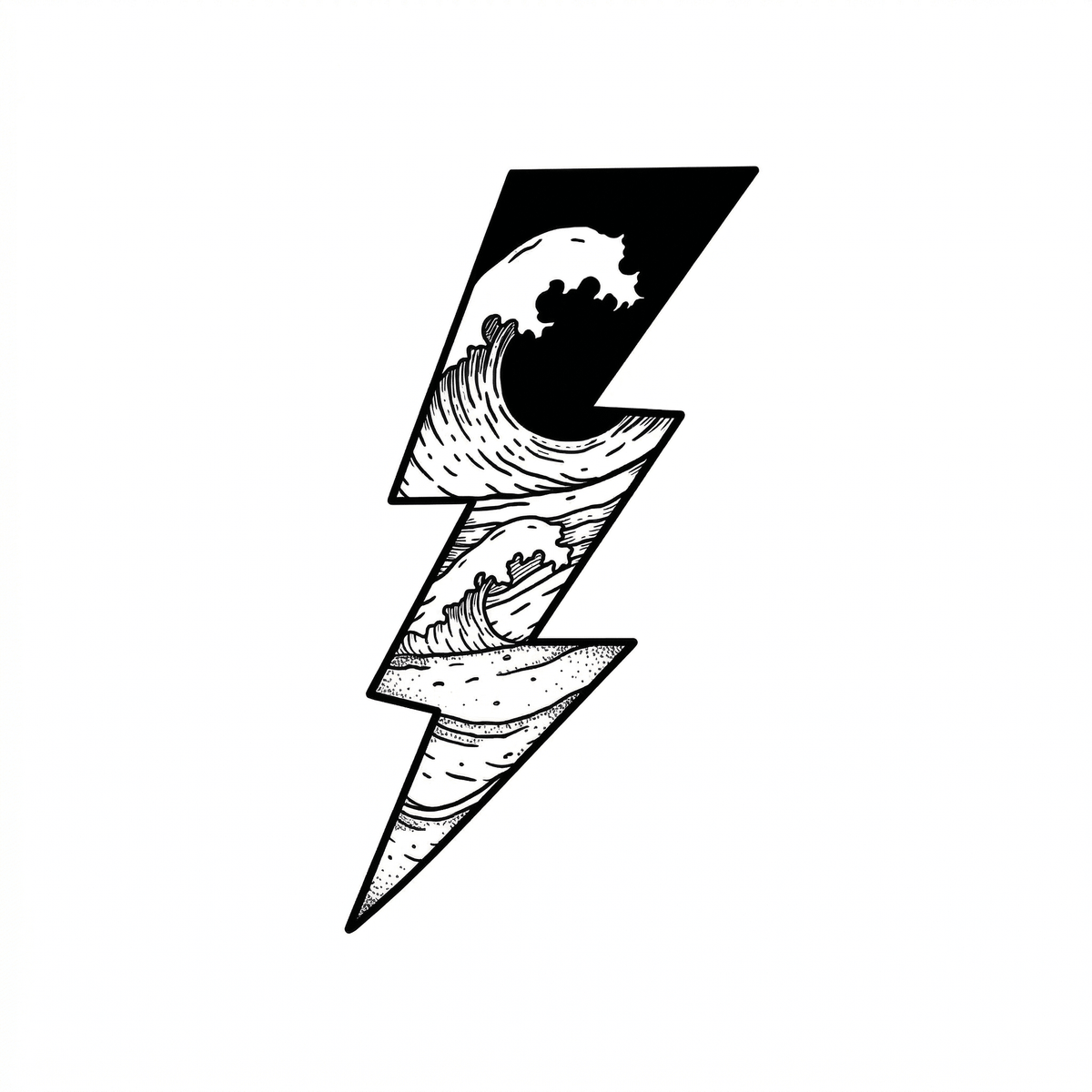 Illustrative lightning temporary tattoo design