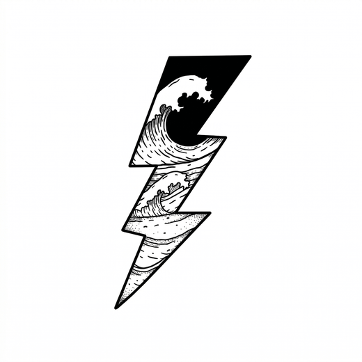 The artwork features an ocean wave lightning bolt.