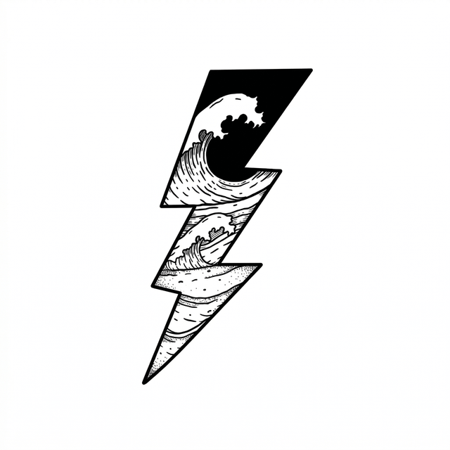 The artwork features an ocean wave lightning bolt.