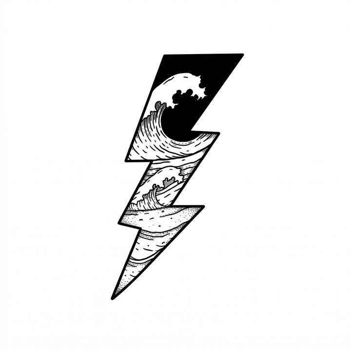 The artwork features an ocean wave lightning bolt.