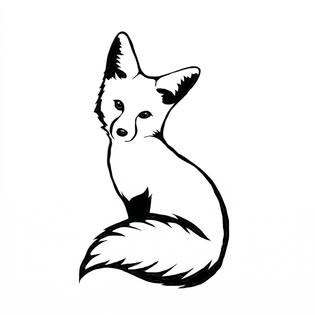 The artwork features a sketch seated fox.