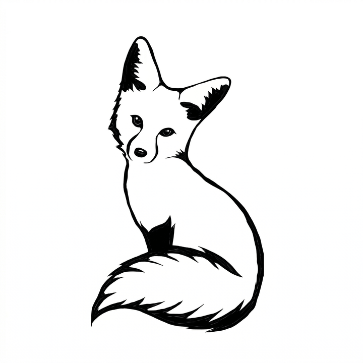The artwork features a sketch seated fox.