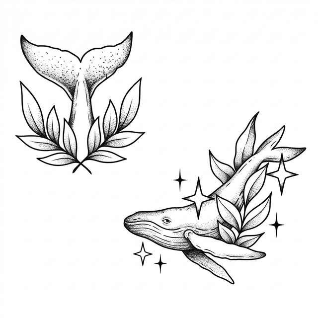 The artwork features a whale and botanical ocean composition.