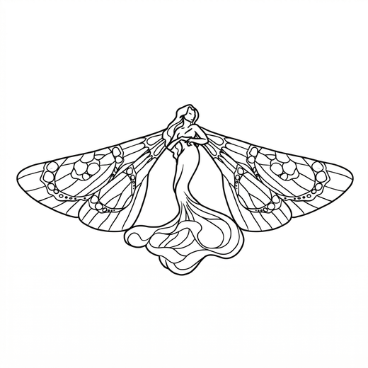 The artwork features woman with moth wings.