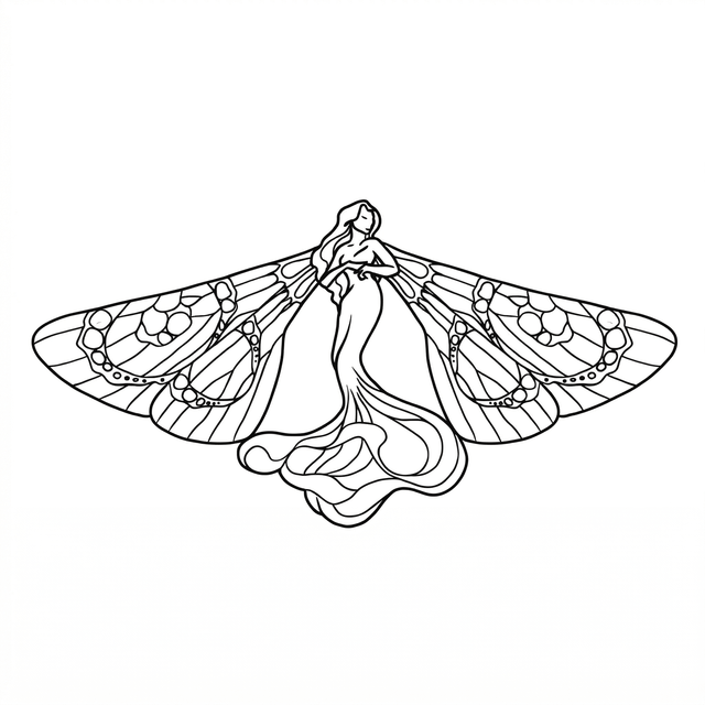 The artwork features woman with moth wings.