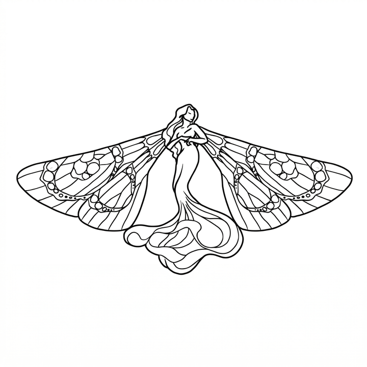 The artwork features woman with moth wings.