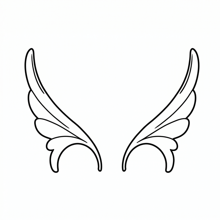 The artwork features minimal pair of angel wings.