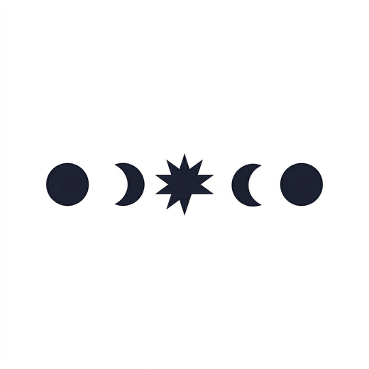 Illustrative moon temporary tattoo design
