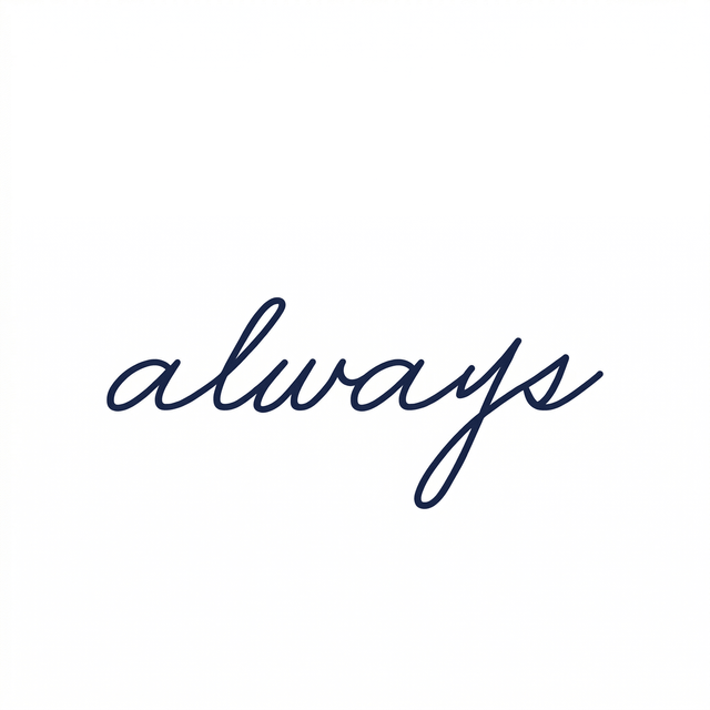The lowercase word always is written in a smooth flowing dark cursive script.